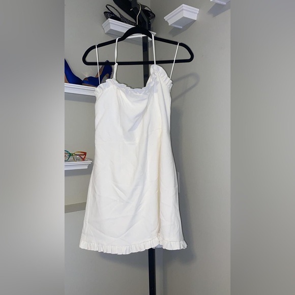 French Connection Womens Whisper Ruffled Hem Adjustable Strap Mini Dress - Picture 7 of 7